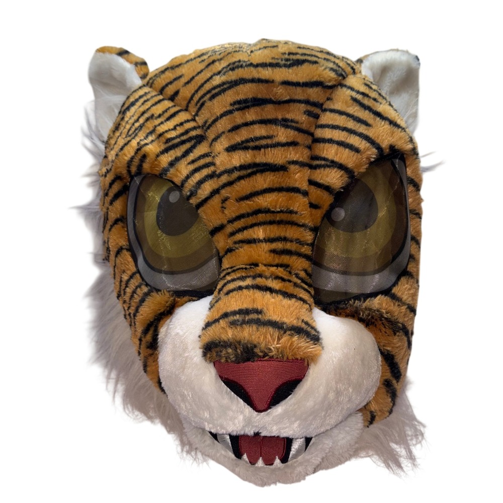Big Greeter Heads Plush Tiger Mask Adult OS Orange Faux Fur Dan Dee Mask